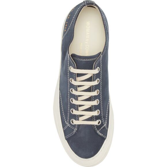 Woman by Common Projects  4160 Tournament Low Sneakers in Navy Nubuck 39 - Picture 3 of 5